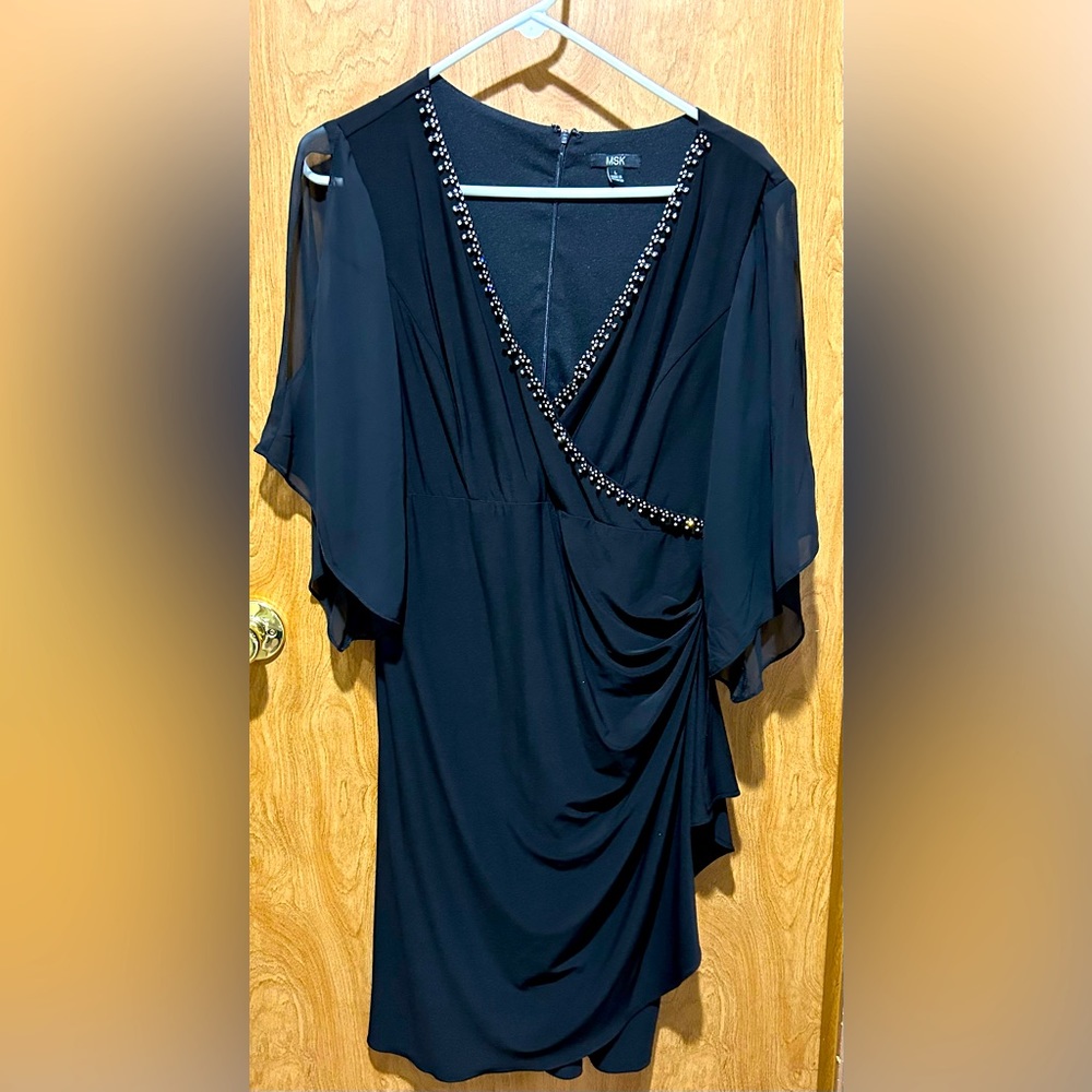 MSK Sleeveless sheer Black Dress size L